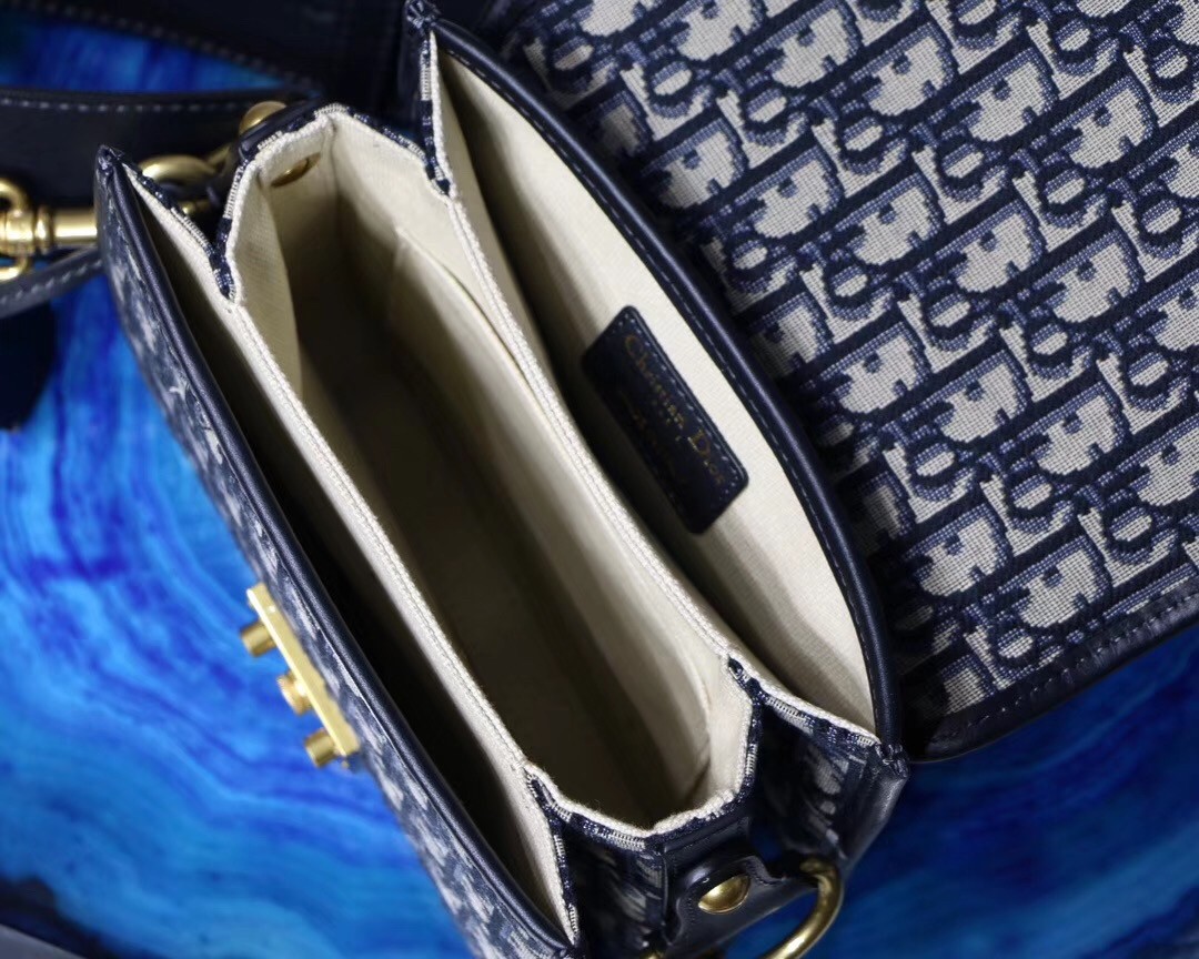 D*or D*oraddict square flap bag in blue oblique canvas
