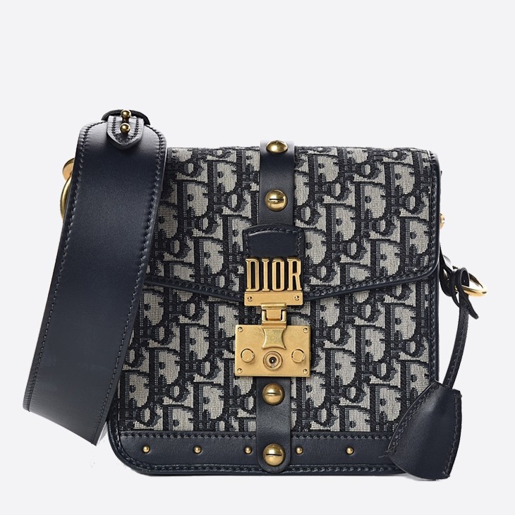 D*or D*oraddict square flap bag in blue oblique canvas