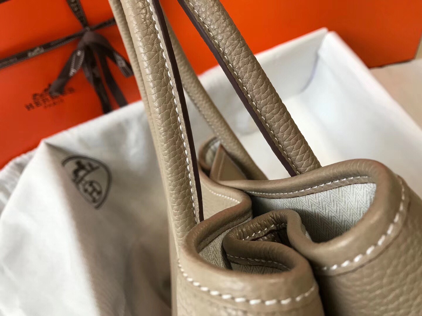 H**mes garden party 30 bag in grey clemence calfskin