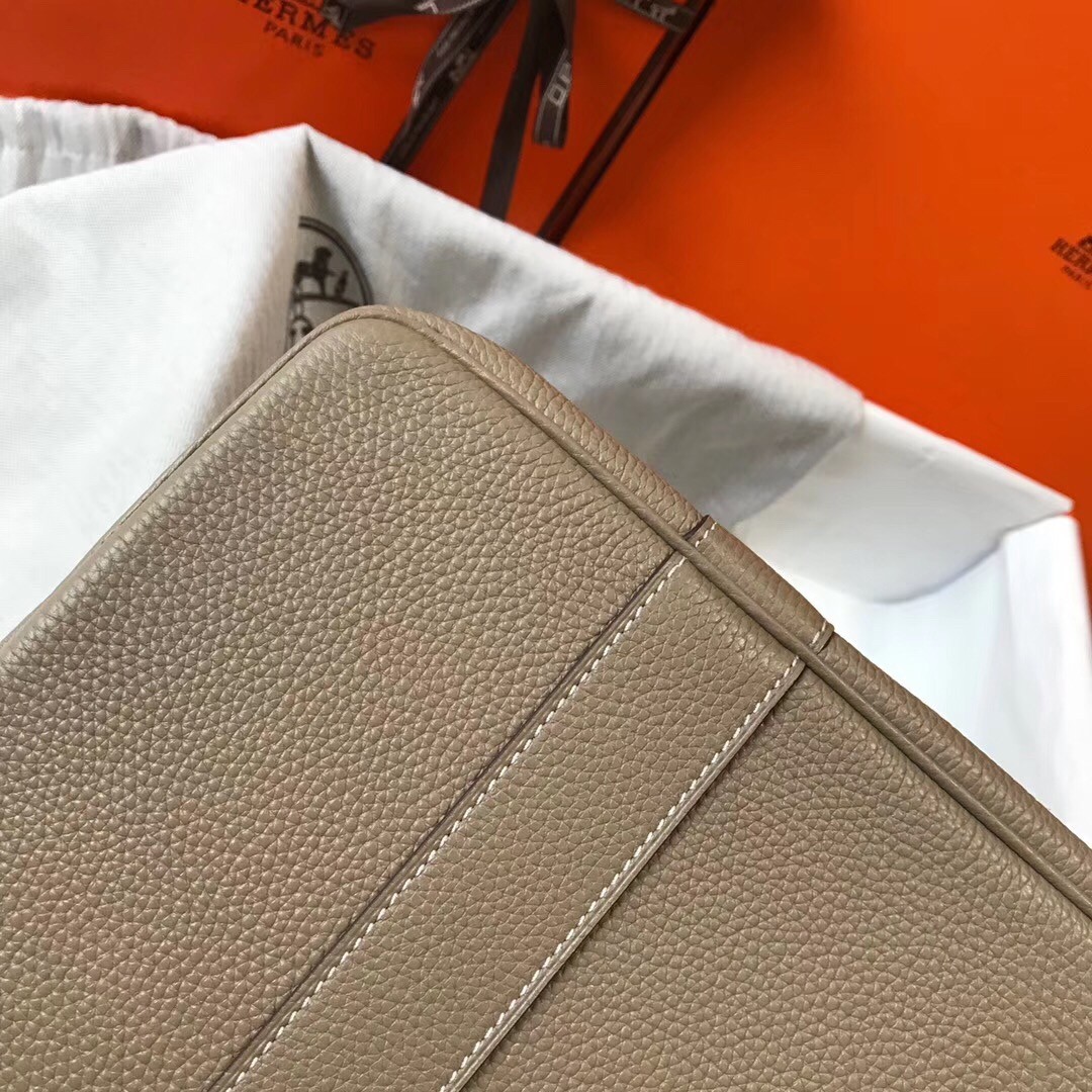 H**mes garden party 30 bag in grey clemence calfskin