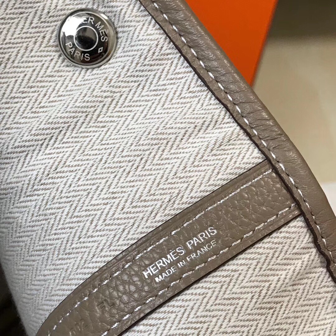 H**mes garden party 30 bag in grey clemence calfskin