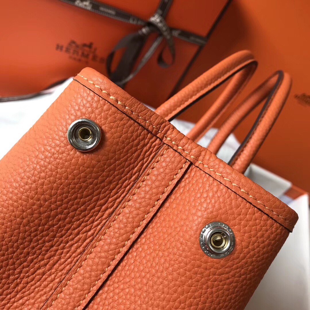 H**mes garden party 30 bag in orange clemence calfskin