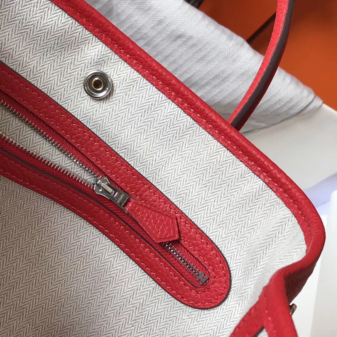 H**mes garden party 30 bag in red clemence calfskin