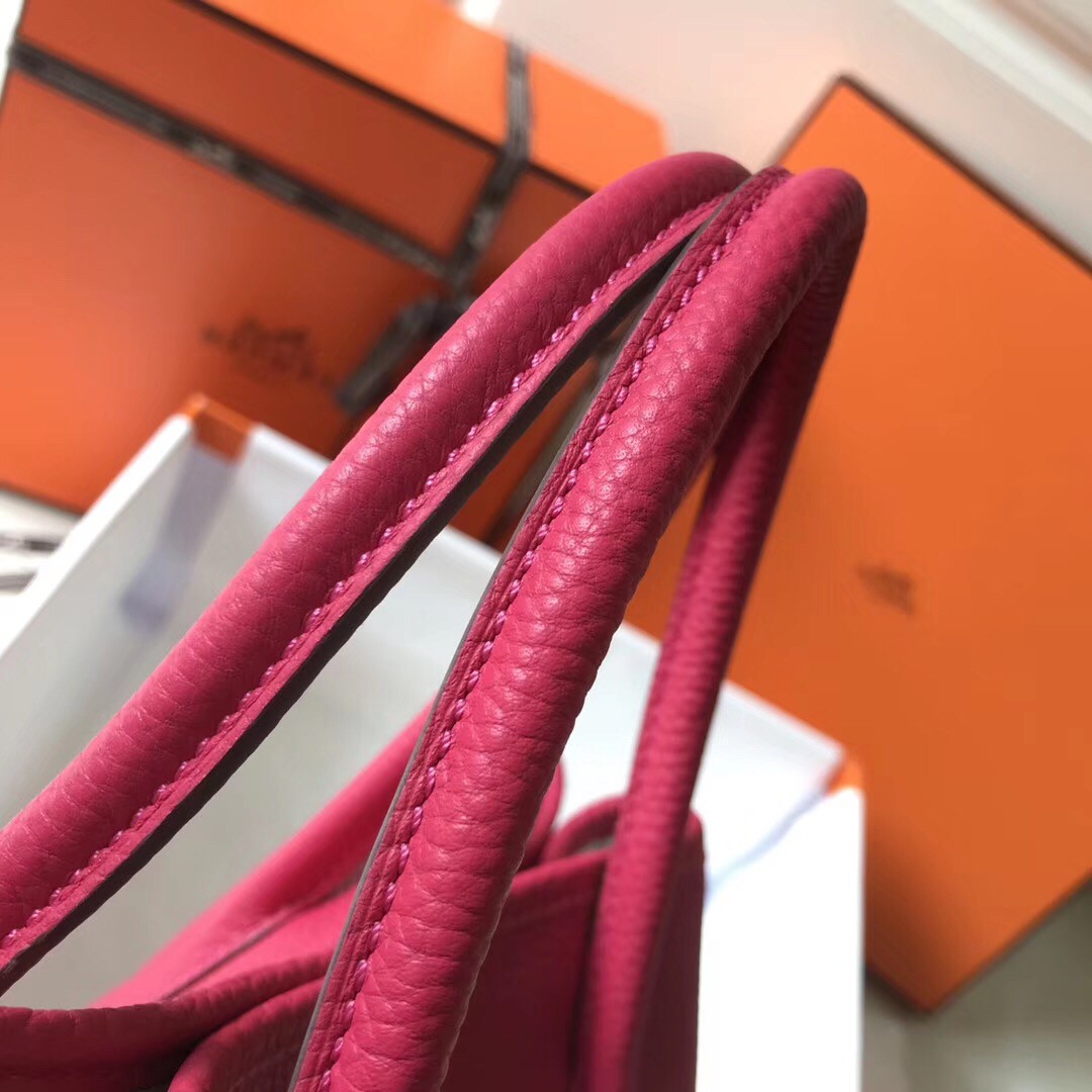 H**mes garden party 30 bag in rose red clemence calfskin