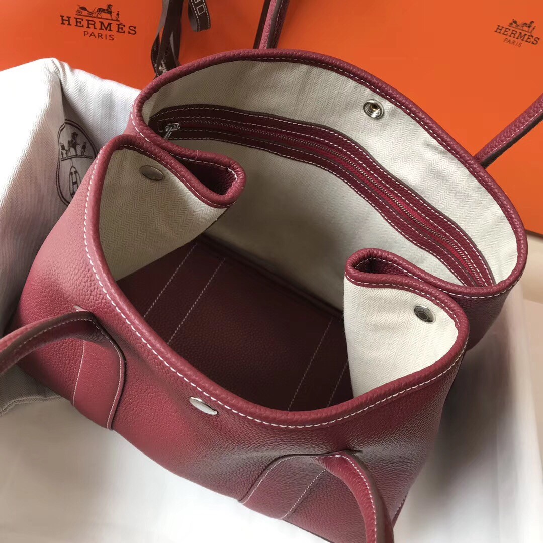 H**mes garden party 36 bag in bordeaux clemence calfskin