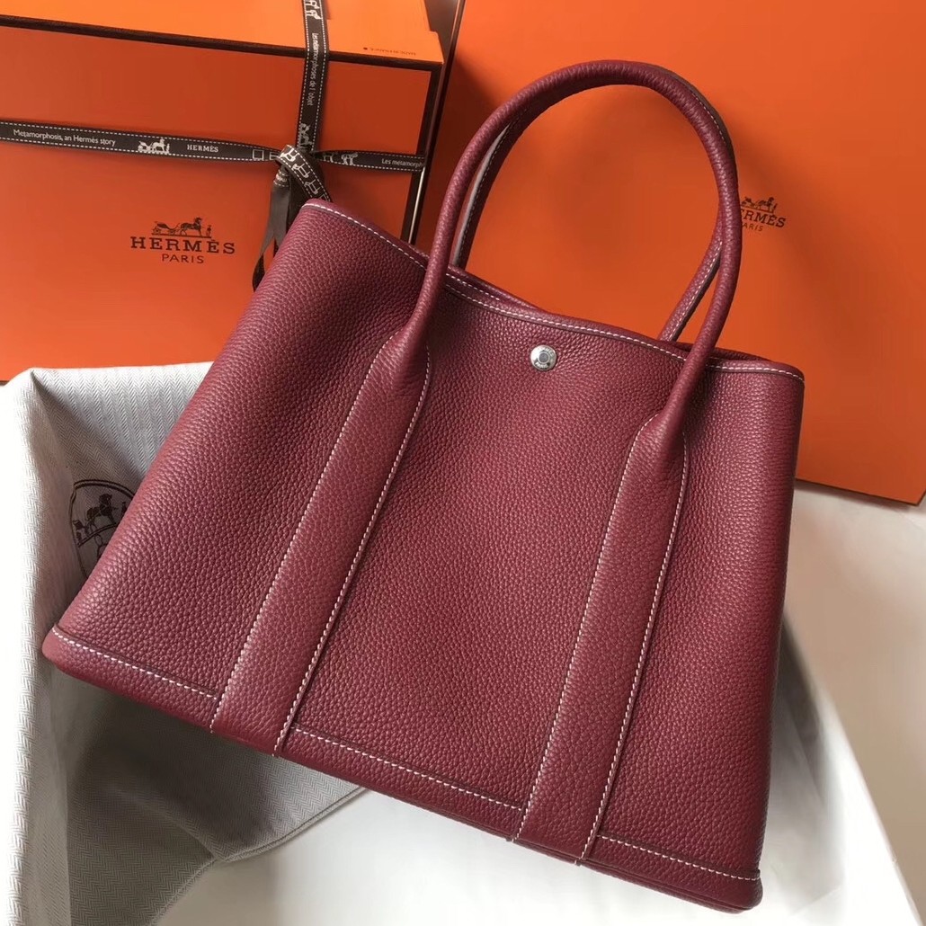 H**mes garden party 36 bag in bordeaux clemence calfskin