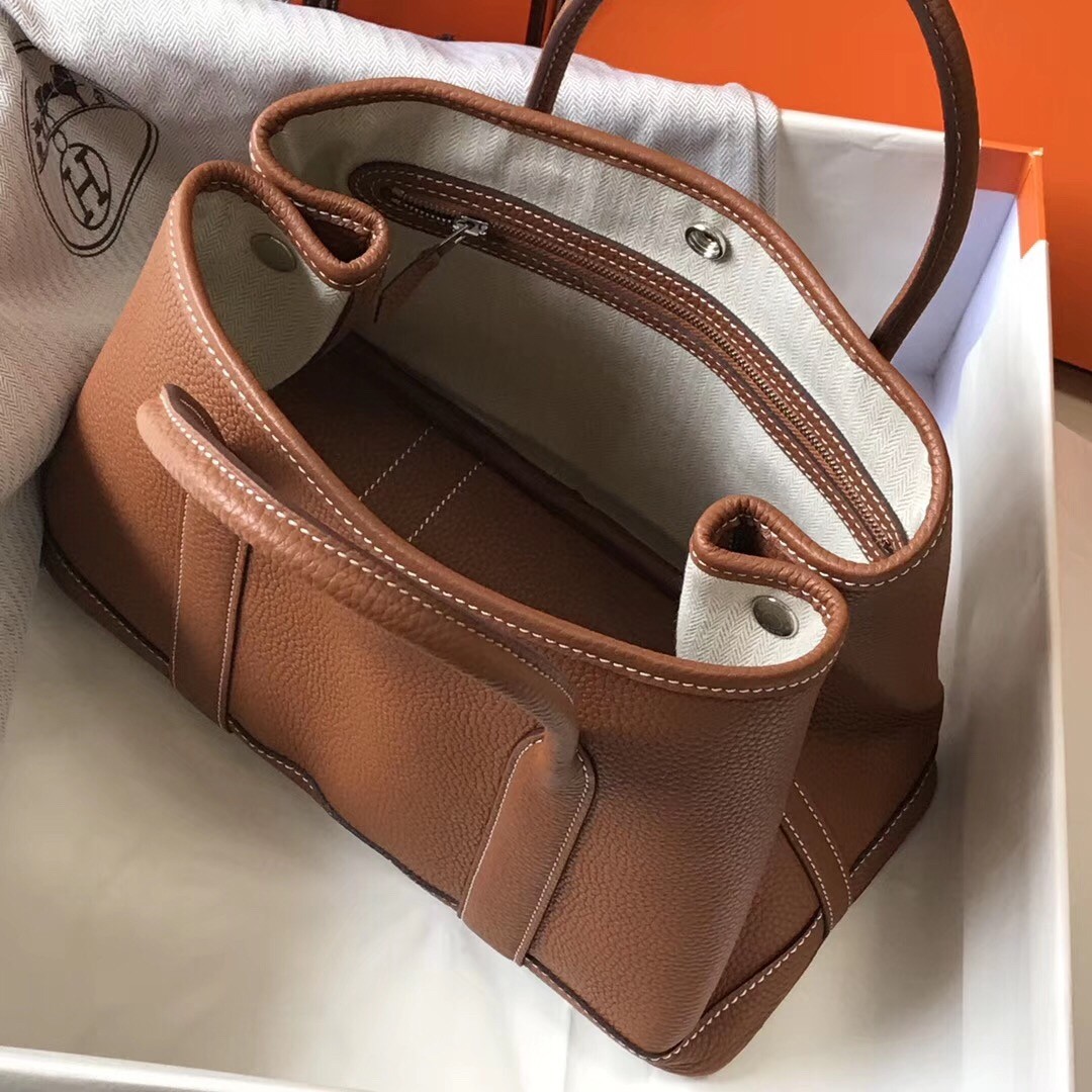 H**mes garden party 36 bag in gold clemence calfskin