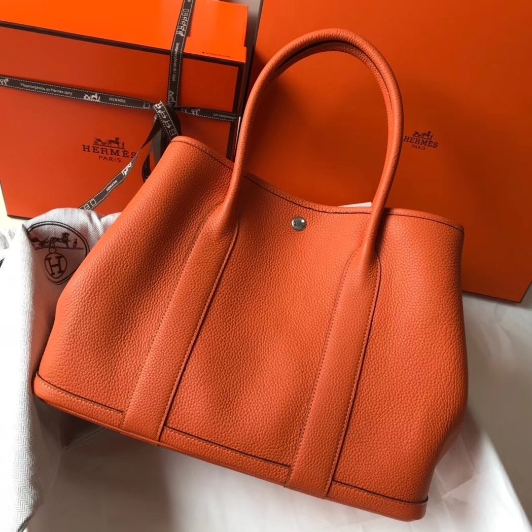 H**mes garden party 36 bag in orange clemence calfskin