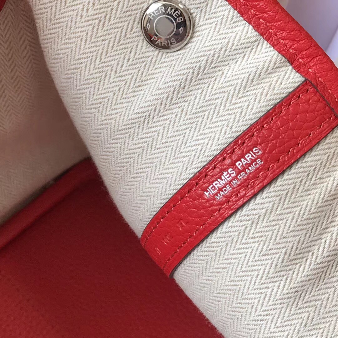 H**mes garden party 36 bag in red clemence calfskin