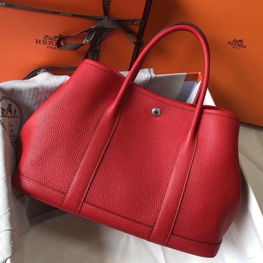 H**mes garden party 36 bag in red clemence calfskin