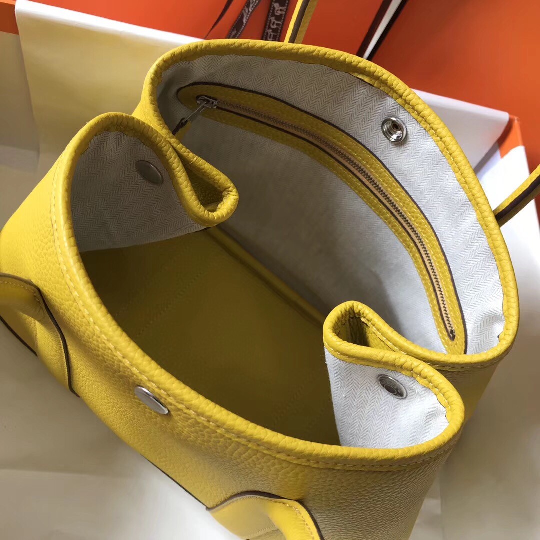 H**mes garden party 36 bag in yellow clemence calfskin
