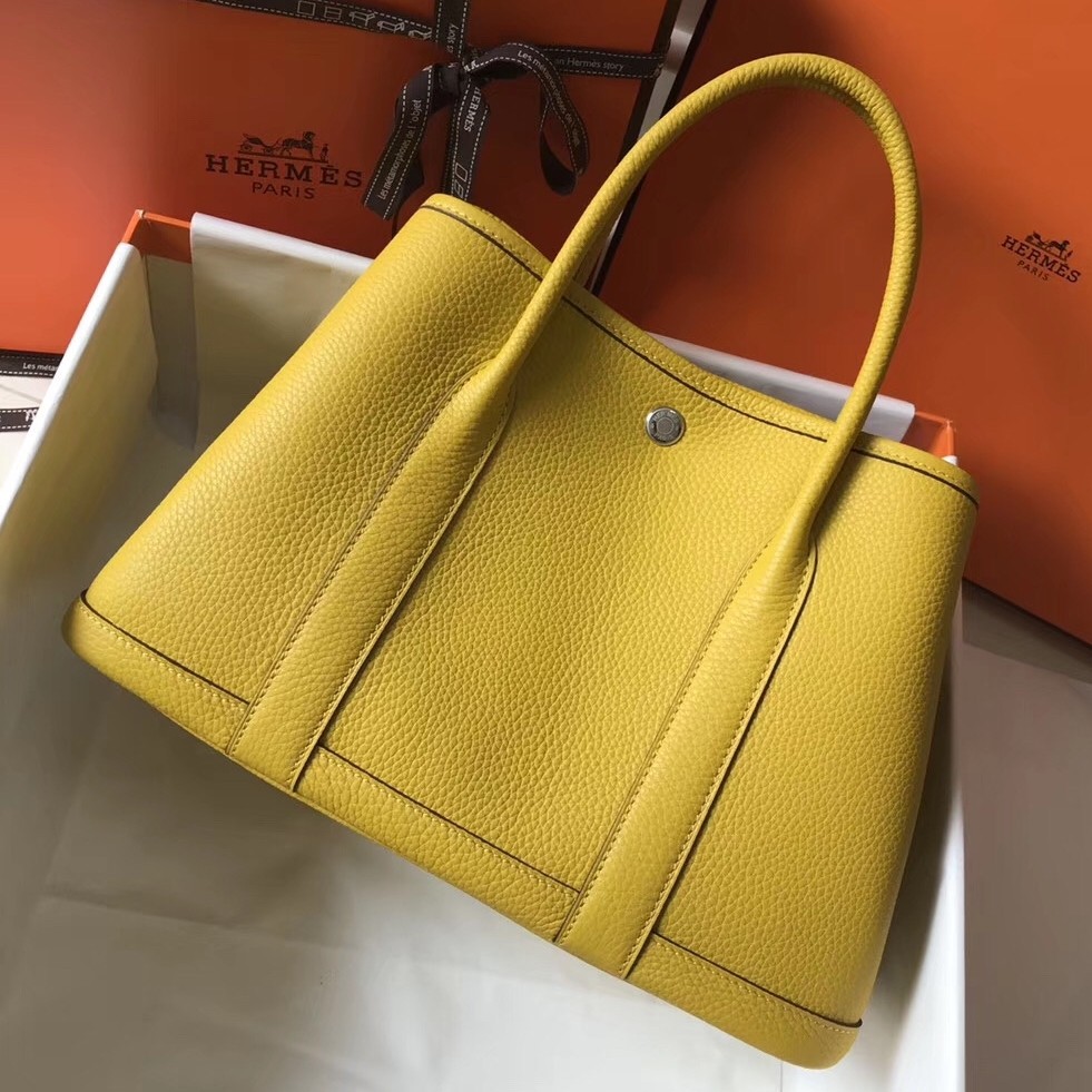 H**mes garden party 36 bag in yellow clemence calfskin