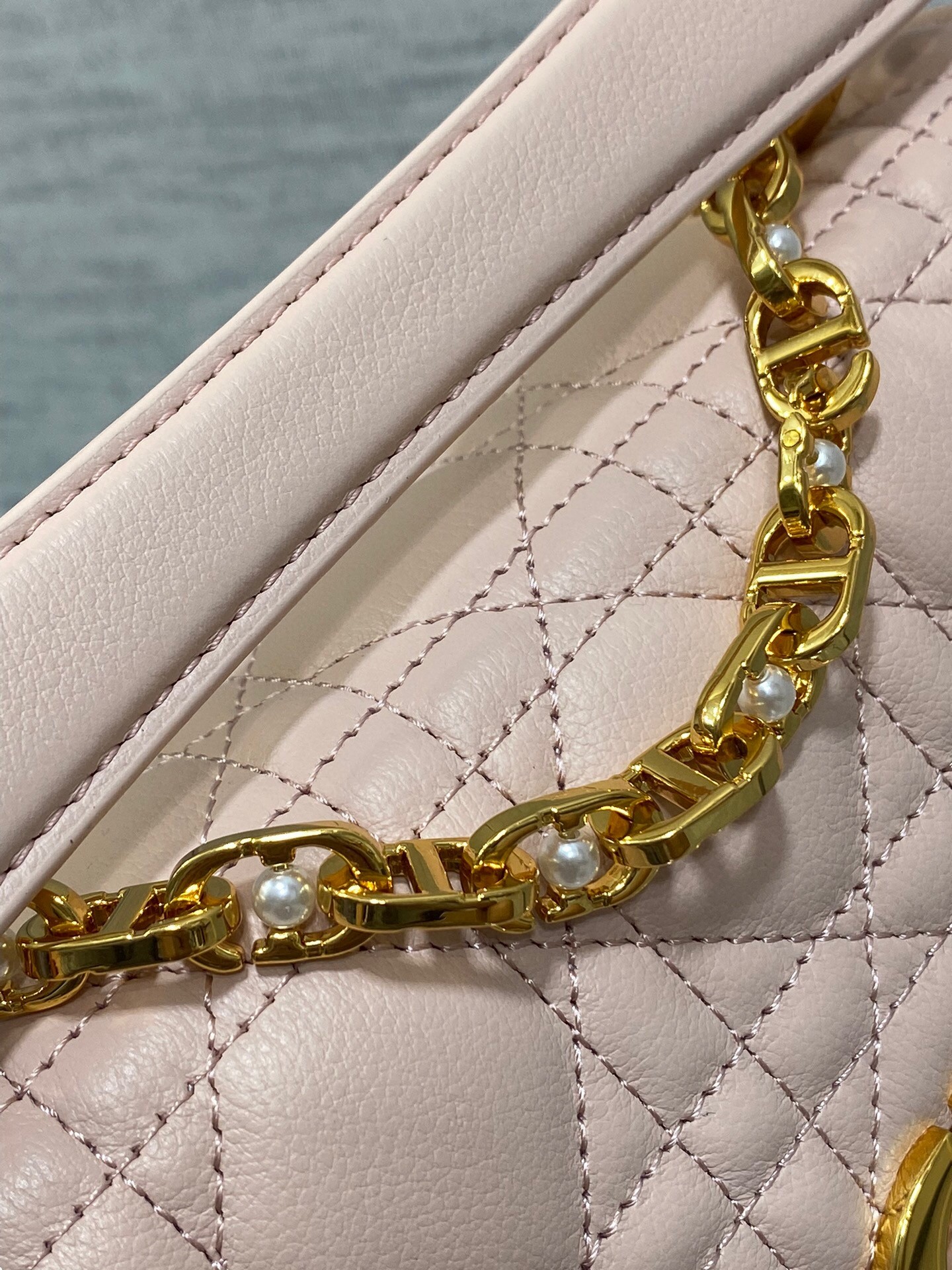 D*or mini jolie top handle bag in pink cannage calfskin