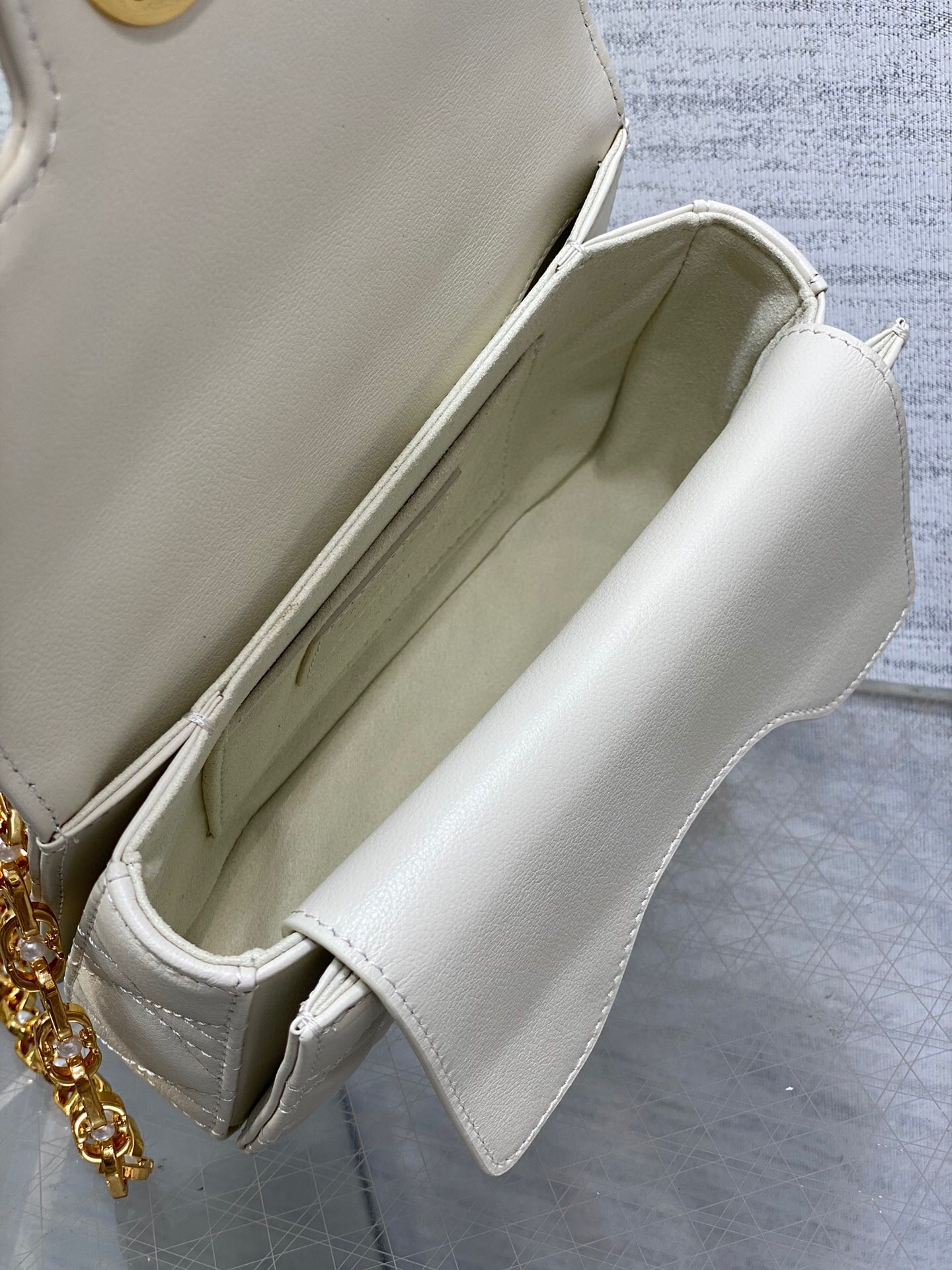 D*or mini jolie top handle bag in white cannage calfskin