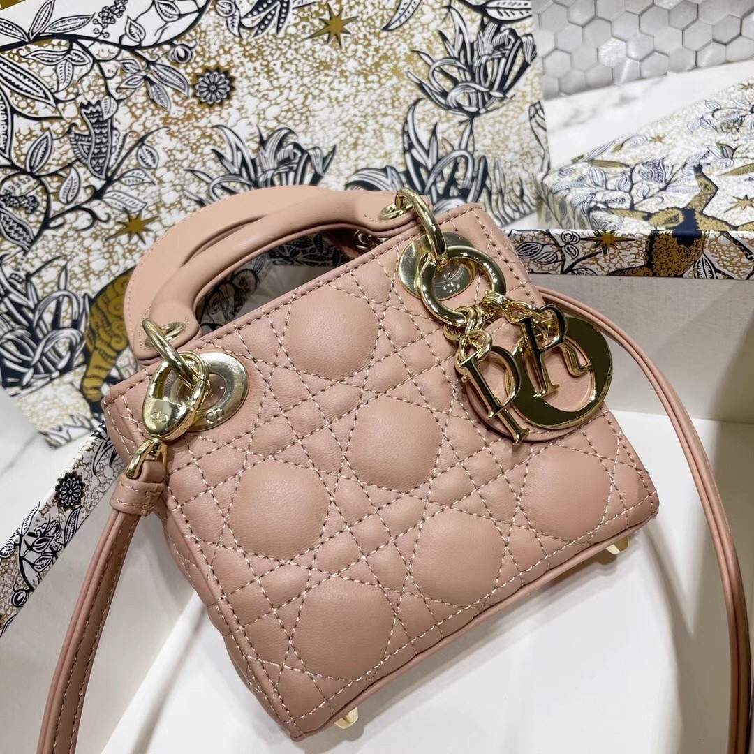 D*or micro lady D*or bag in poudre cannage lambskin