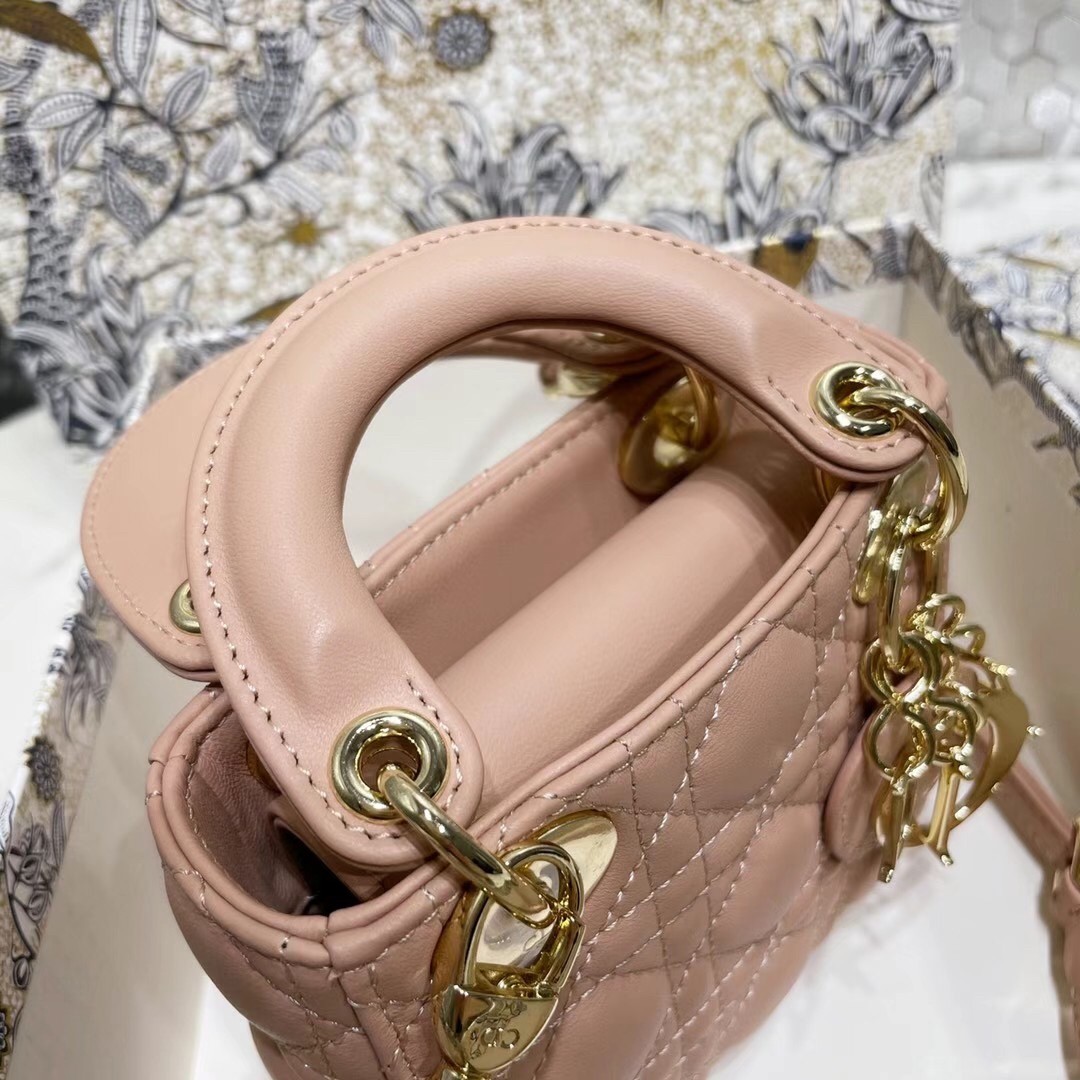 D*or micro lady D*or bag in poudre cannage lambskin