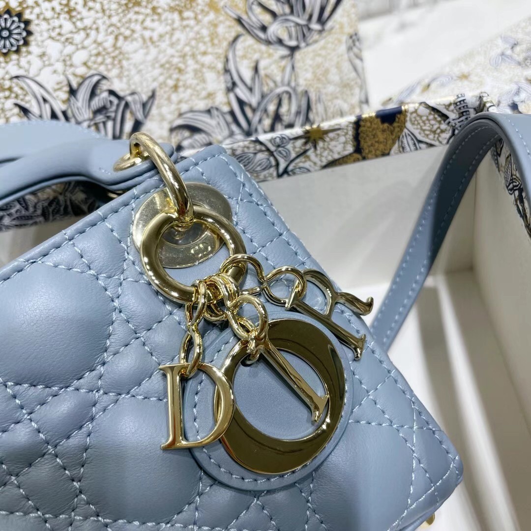 D*or micro lady D*or bag in blue cannage lambskin