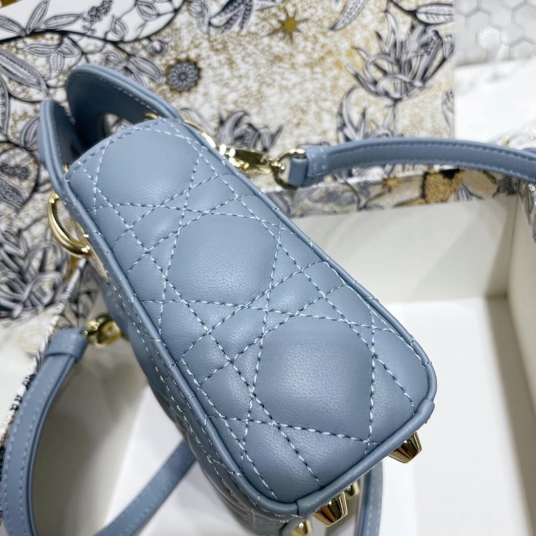D*or micro lady D*or bag in blue cannage lambskin