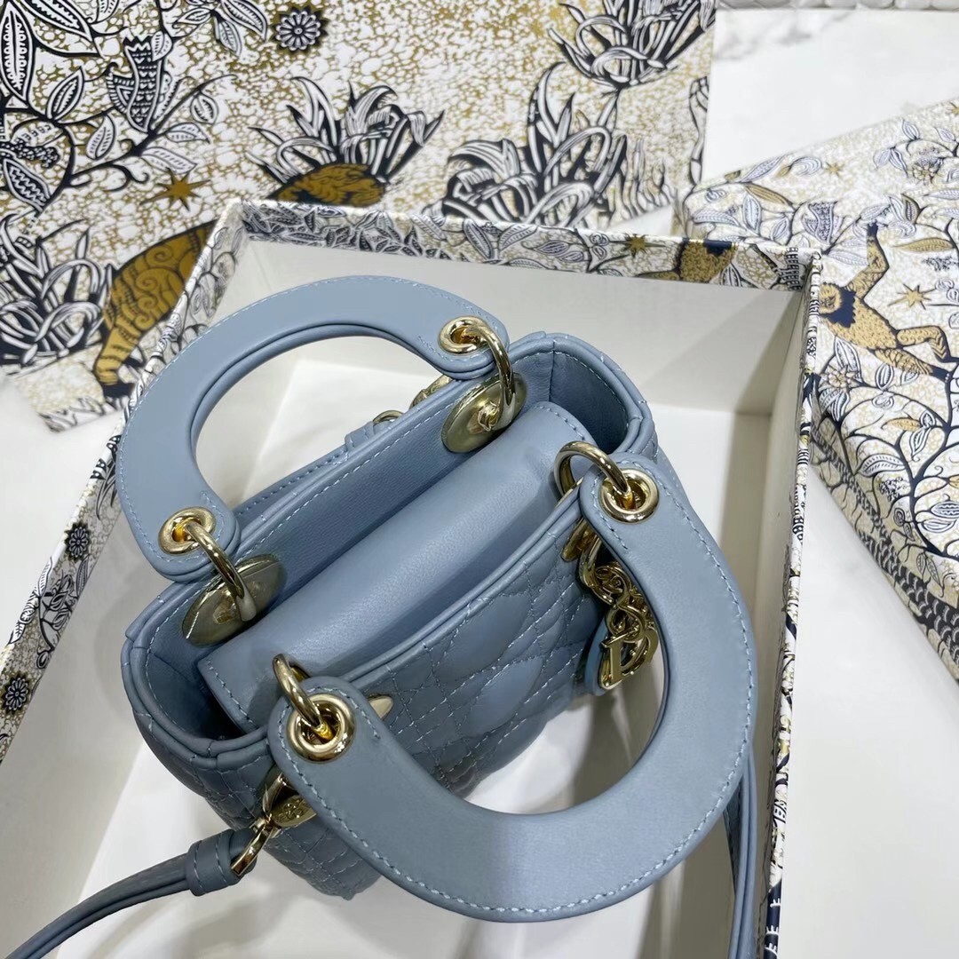 D*or micro lady D*or bag in blue cannage lambskin
