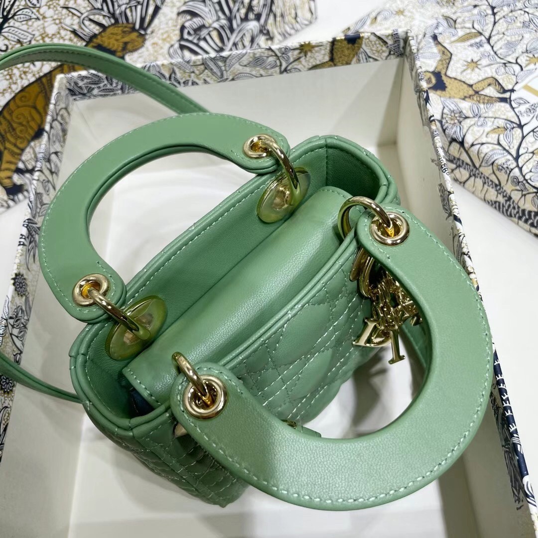 D*or micro lady D*or bag in mint cannage lambskin