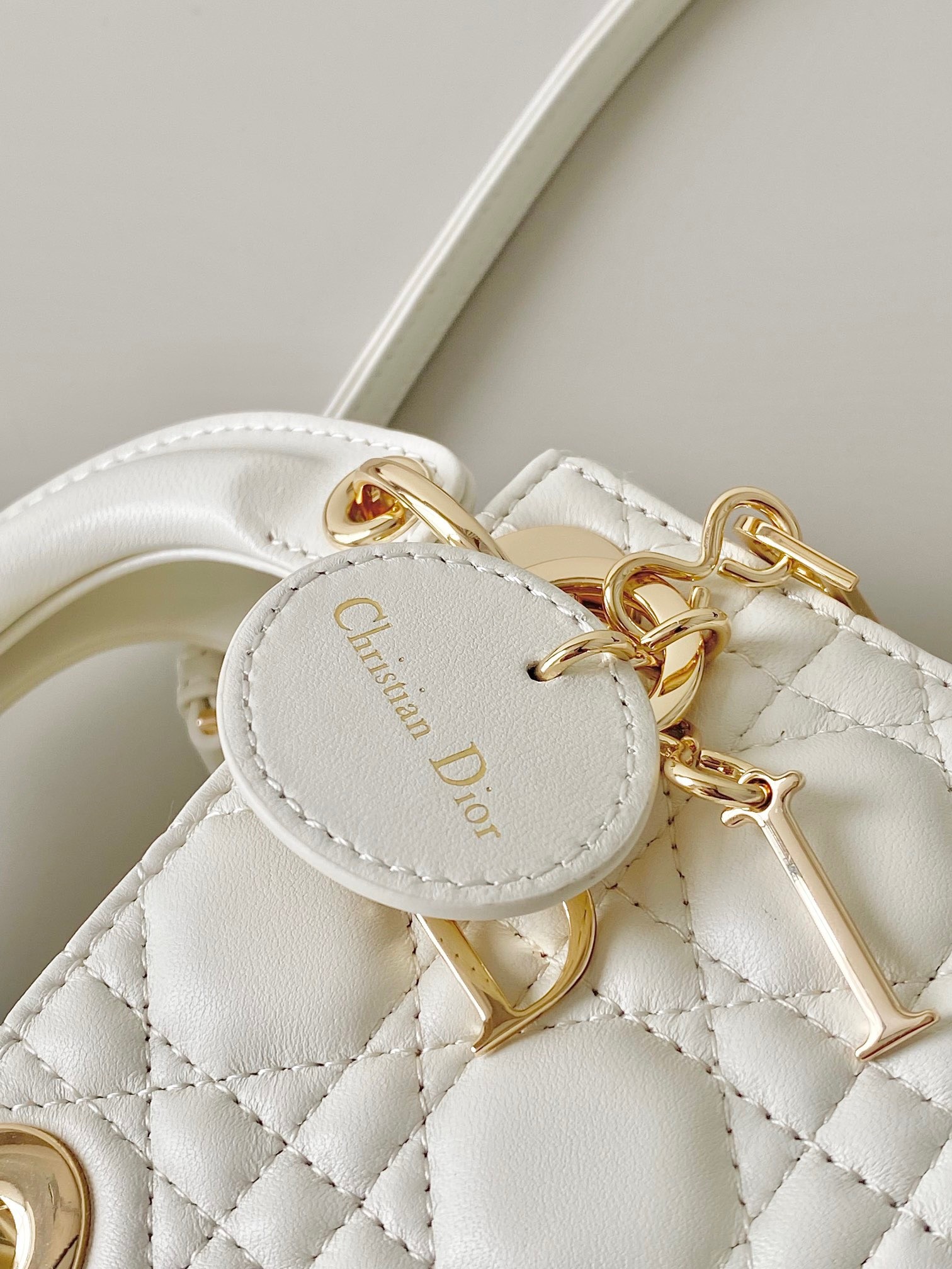 D*or lady D*or micro bag in white cannage lambskin