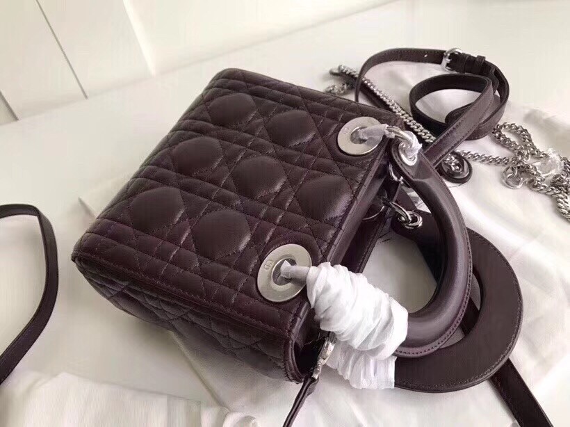 D*or mini lady D*or bag in bordeaux lambskin
