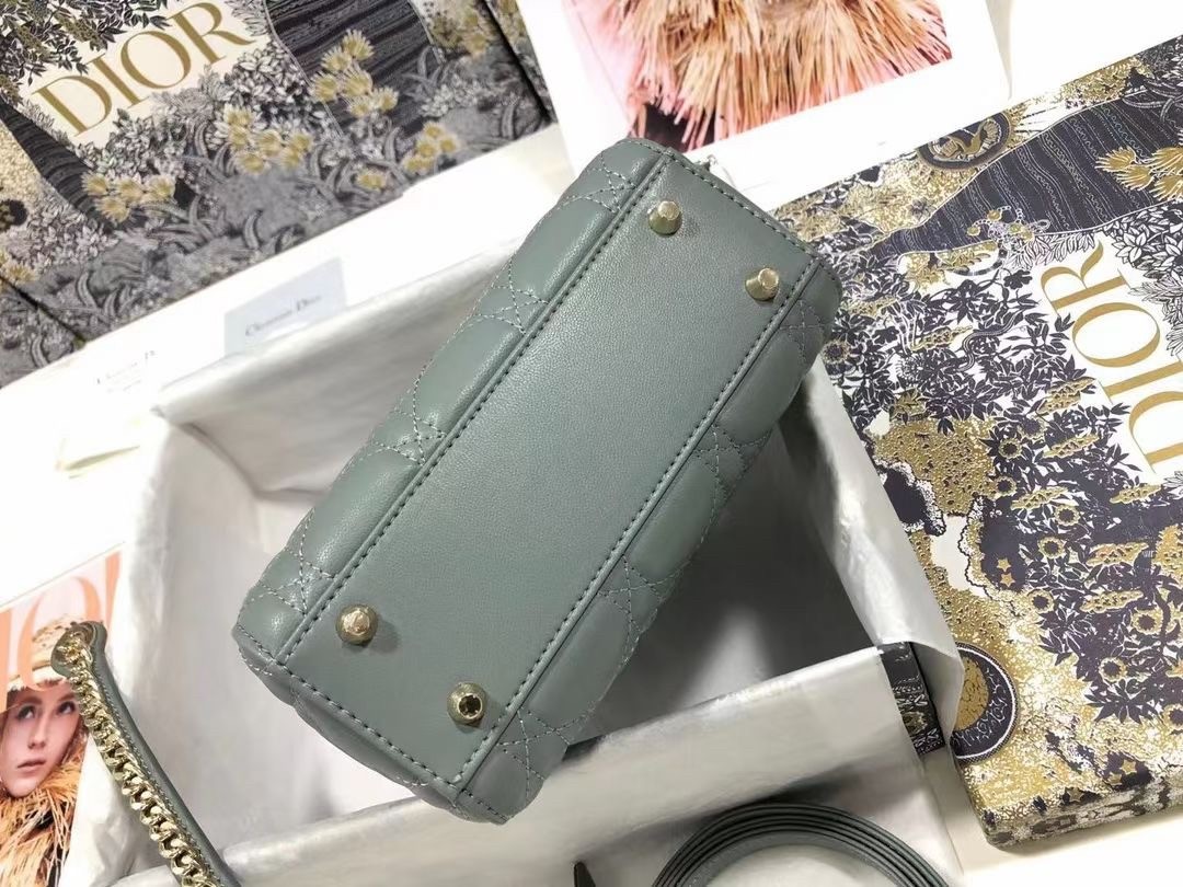 D*or mini lady D*or bag in grey cannage lambskin
