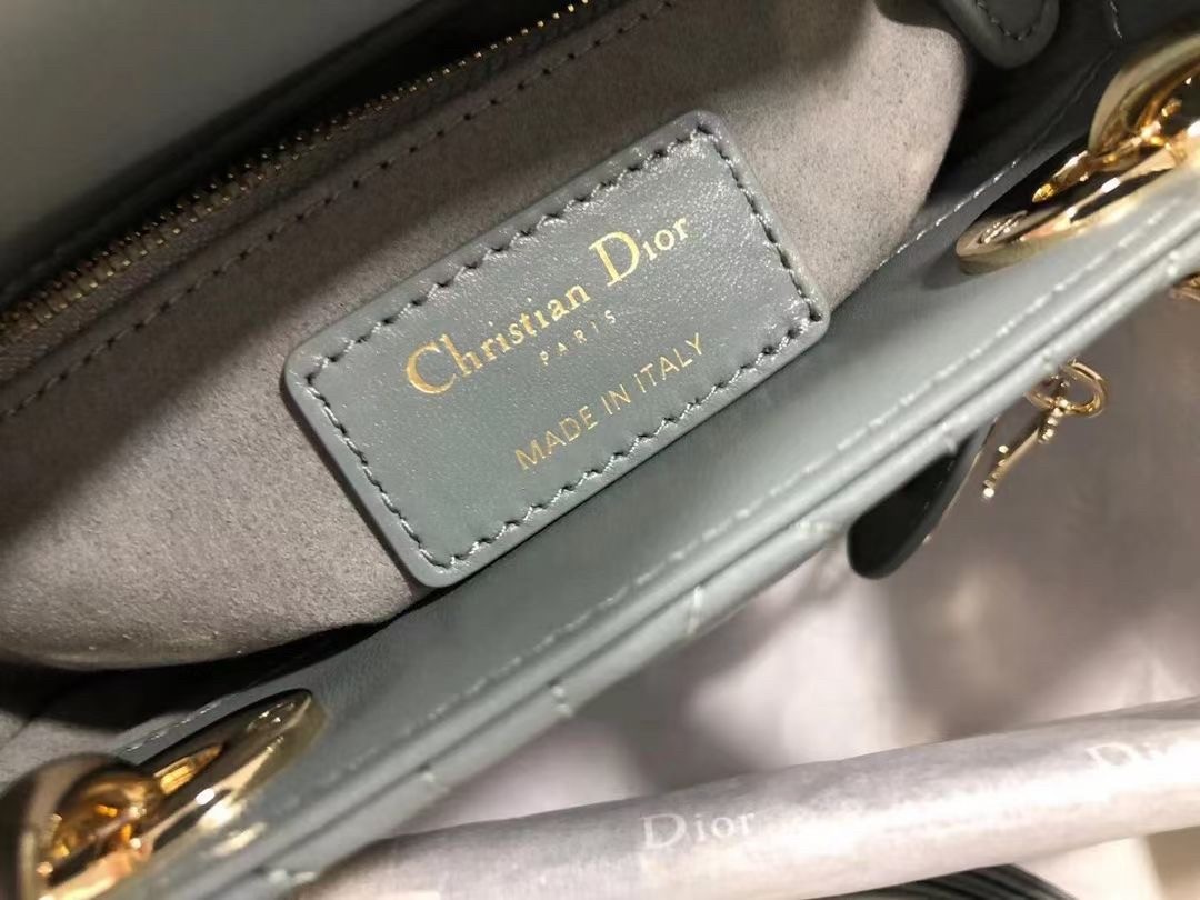 D*or mini lady D*or bag in grey cannage lambskin