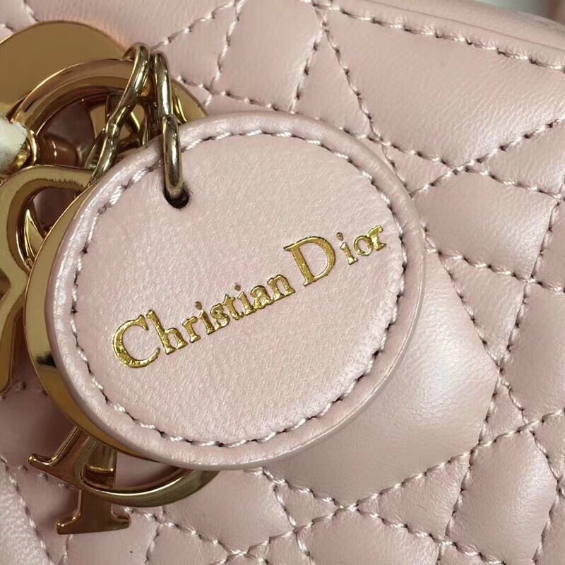 D*or mini lady D*or bag in poudre lambskin