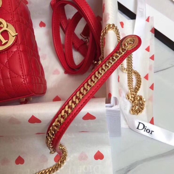 D*or mini lady D*or bag in red lambskin
