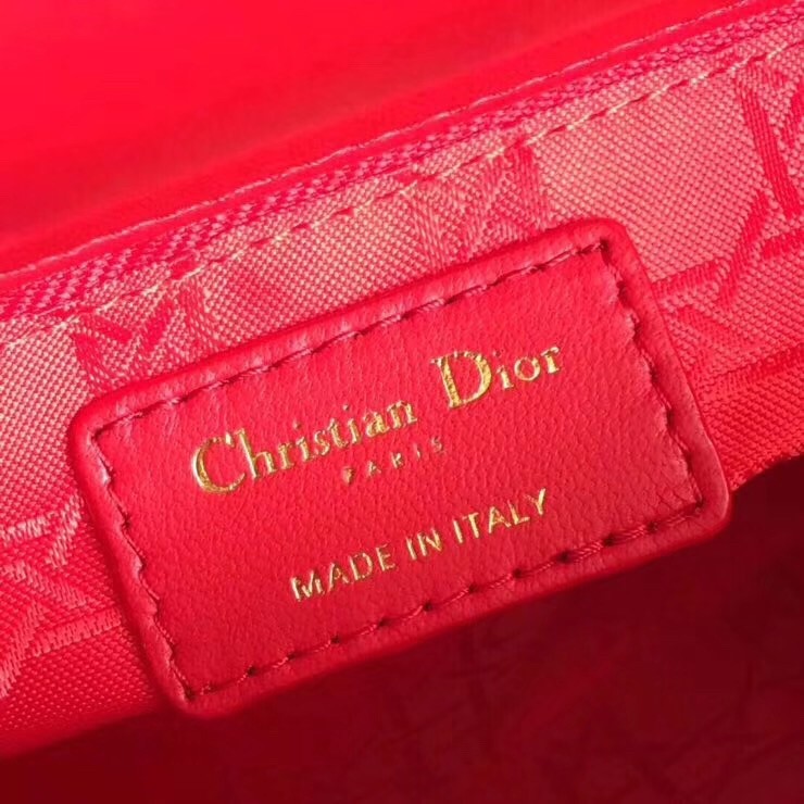 D*or mini lady D*or bag in red lambskin