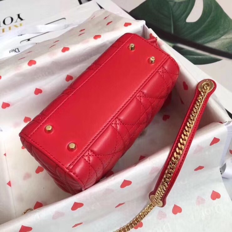 D*or mini lady D*or bag in red lambskin