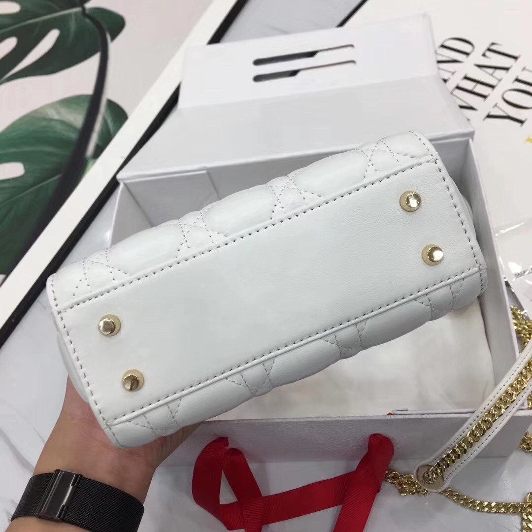 D*or mini lady D*or bag in white lambskin