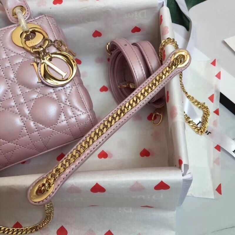 D*or mini lady D*or bag in lotus pearly lambskin