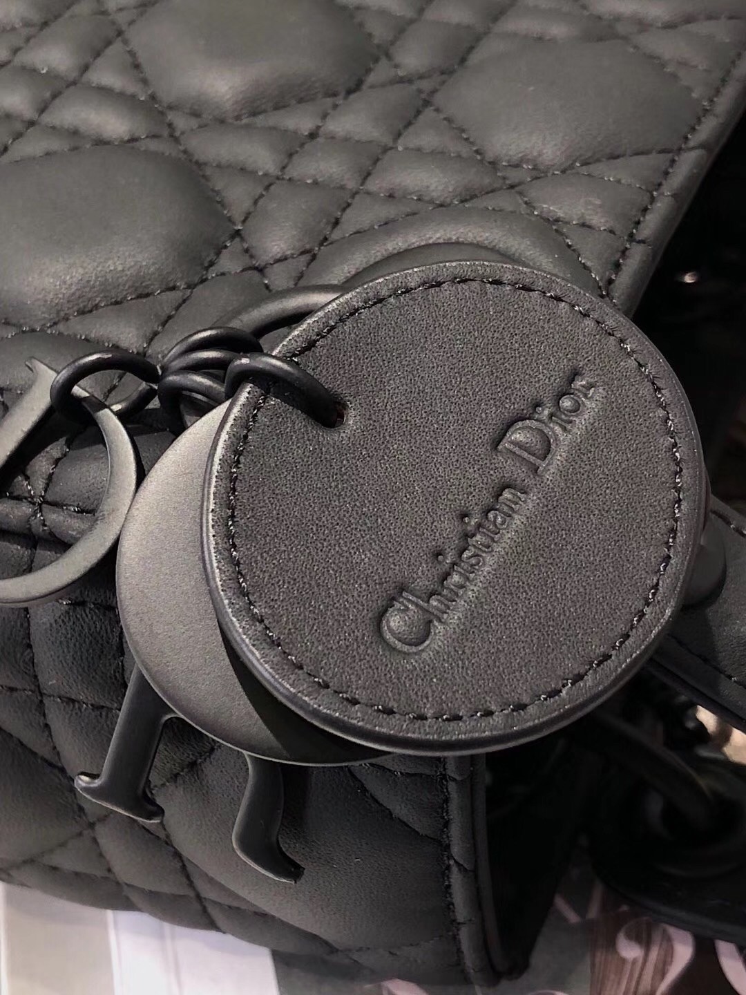 D*or mini lady D*or bag in black ultra matte calfskin