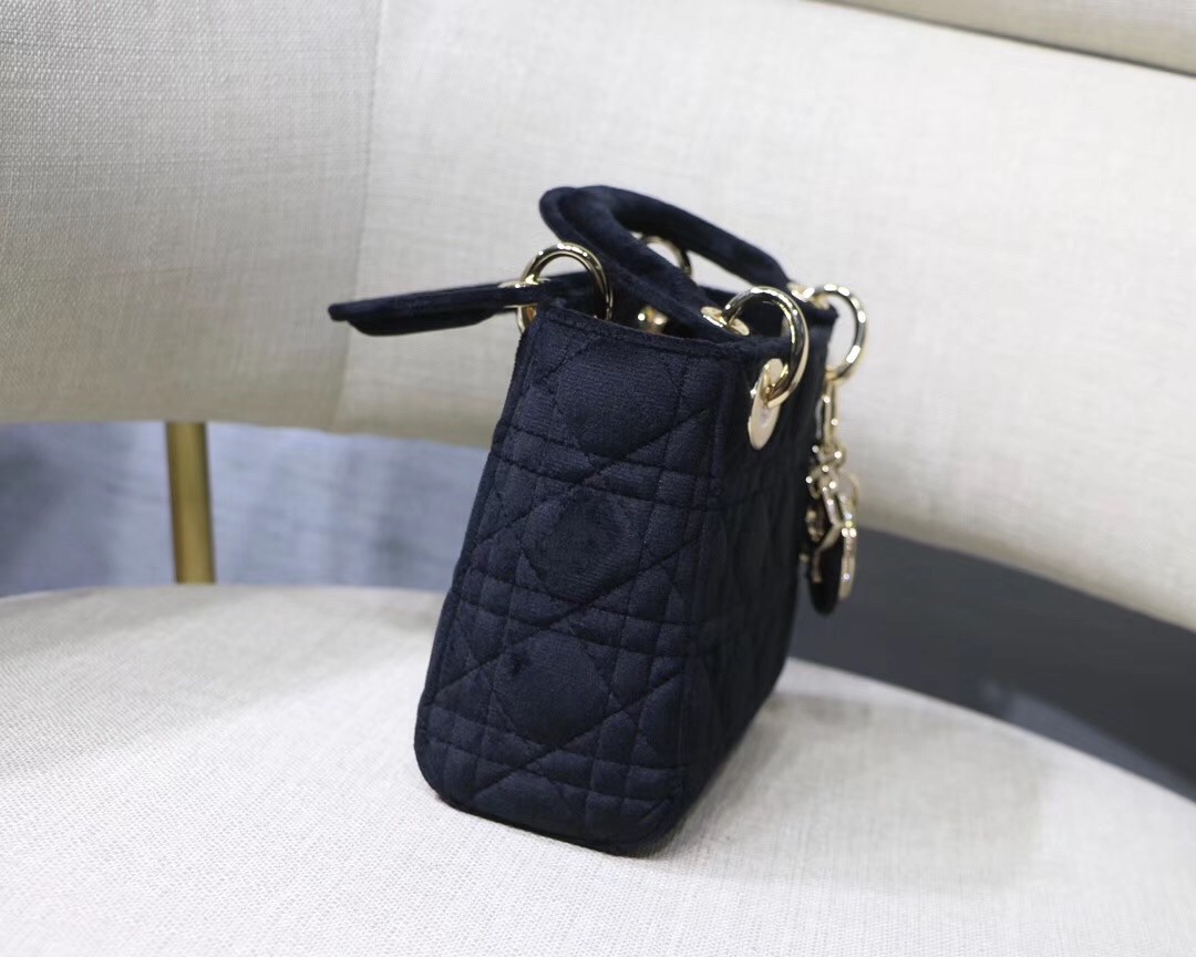 D*or mini lady D*or chain bag in black velvet