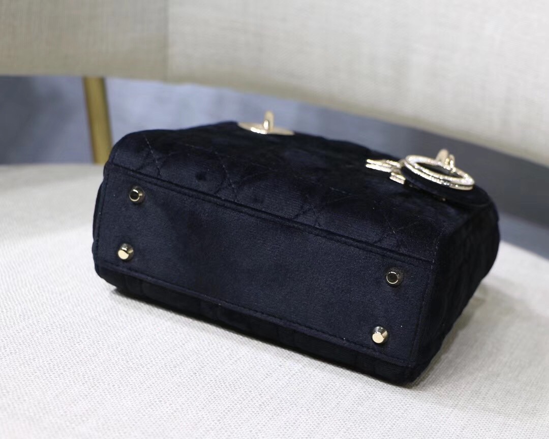 D*or mini lady D*or chain bag in black velvet