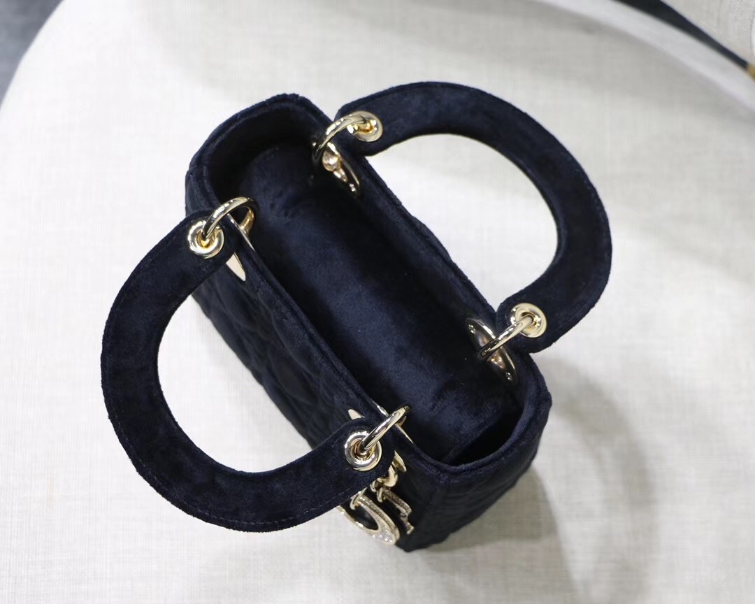 D*or mini lady D*or chain bag in black velvet