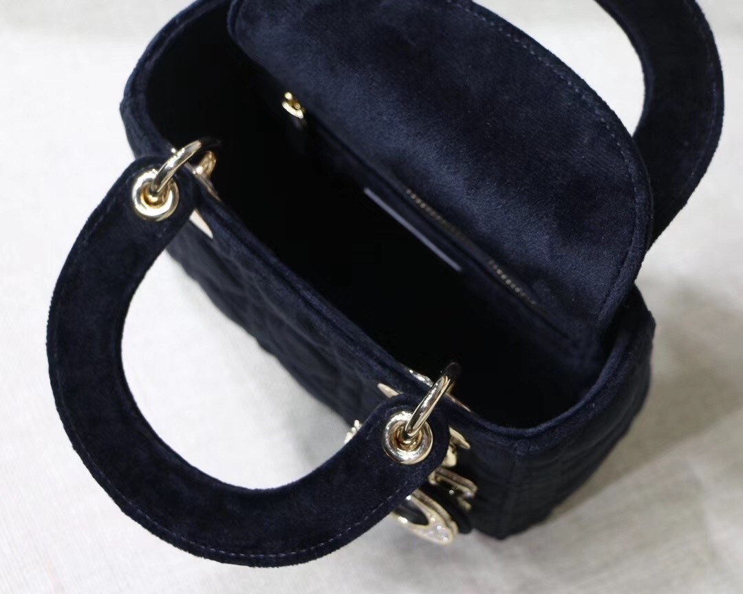 D*or mini lady D*or chain bag in black velvet