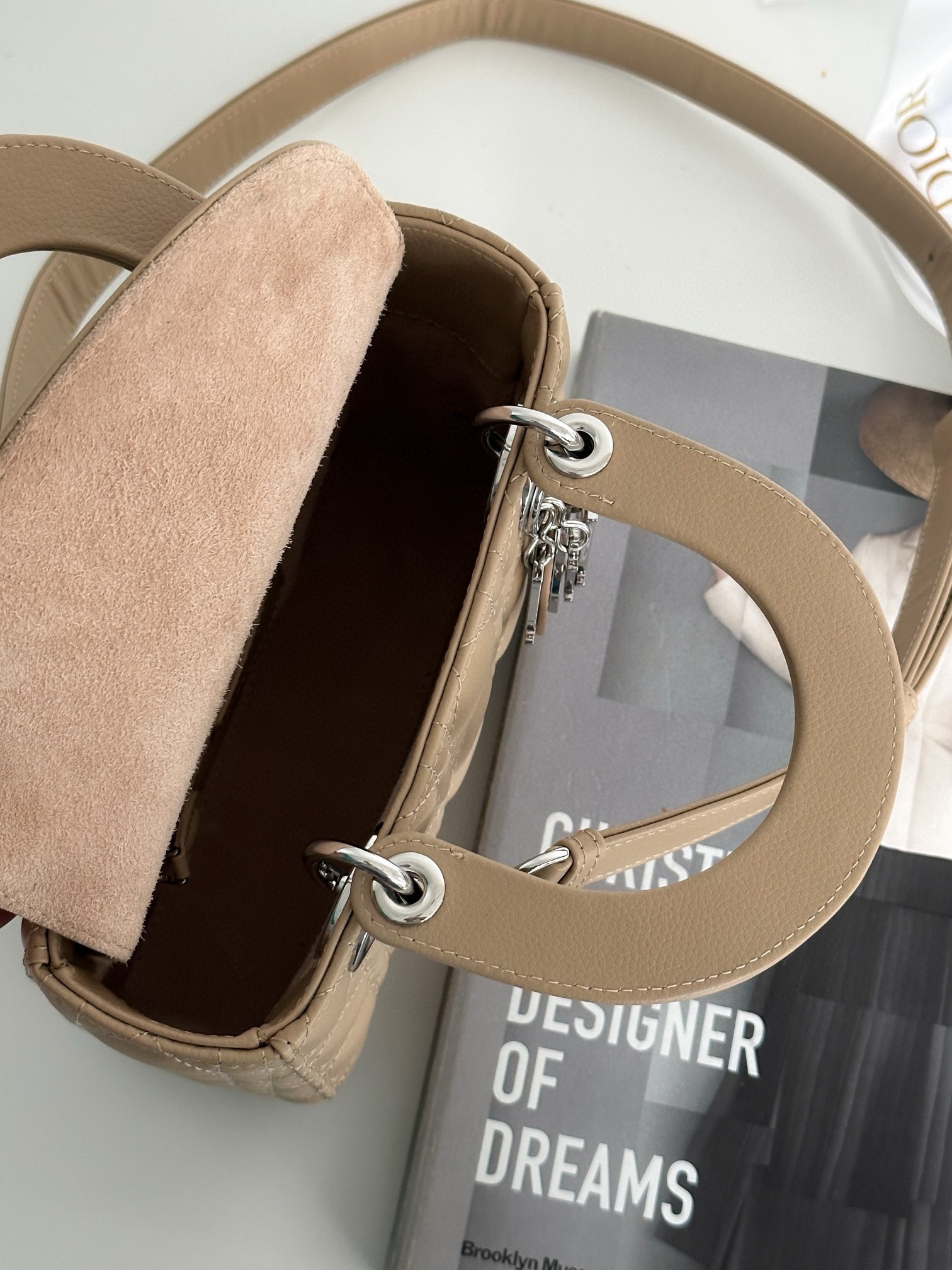 D*or small lady D*or my abcD*or bag in beige cannage lambskin