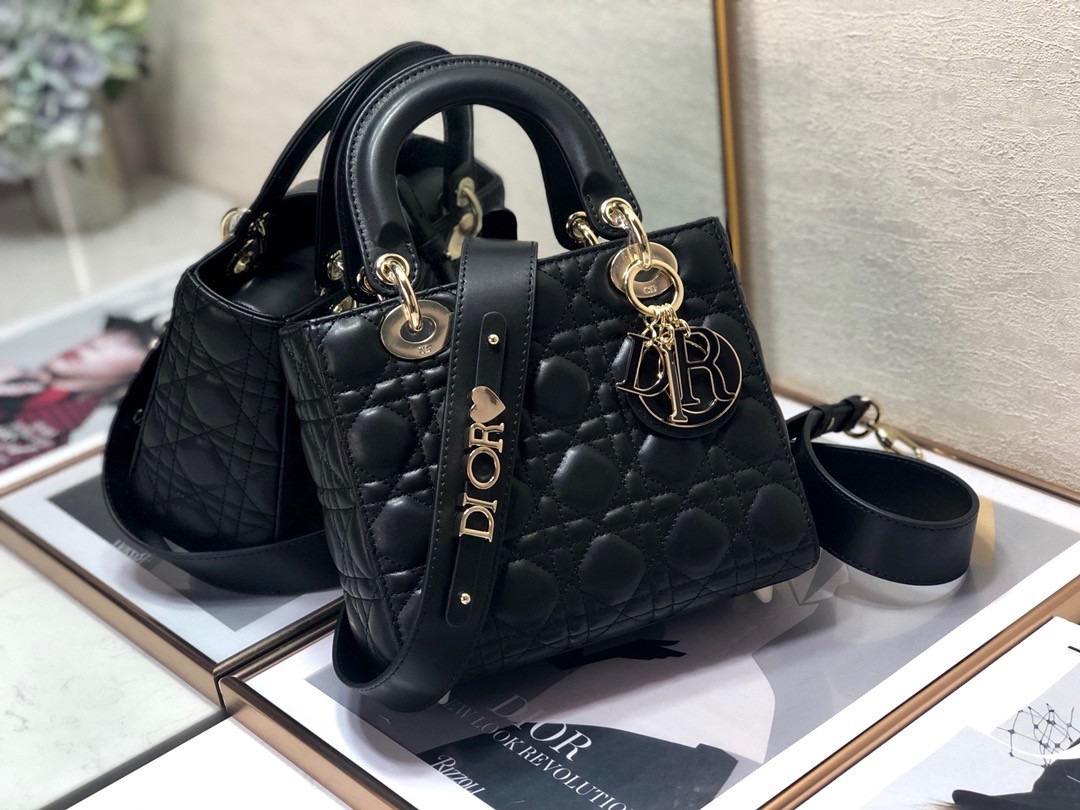 D*or small lady D*or my abcD*or bag in black cannage lambskin