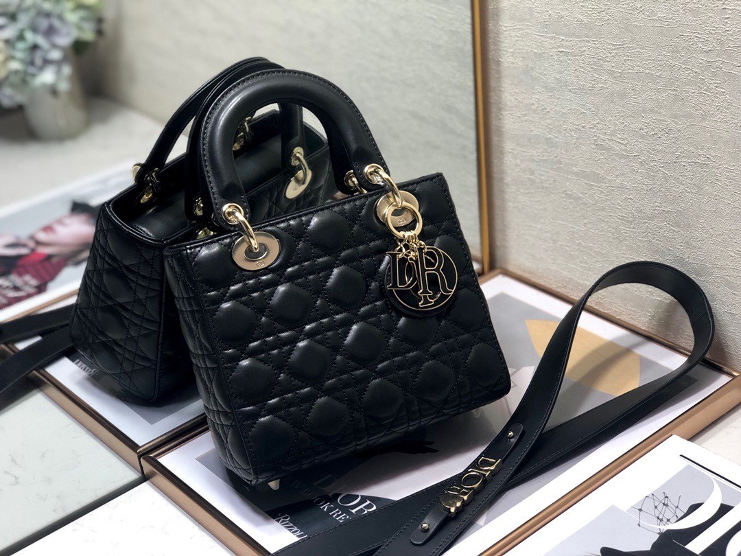 D*or small lady D*or my abcD*or bag in black cannage lambskin