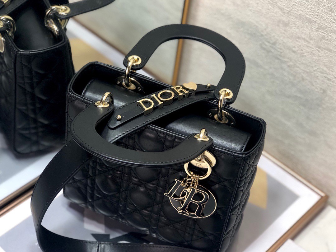 D*or small lady D*or my abcD*or bag in black cannage lambskin