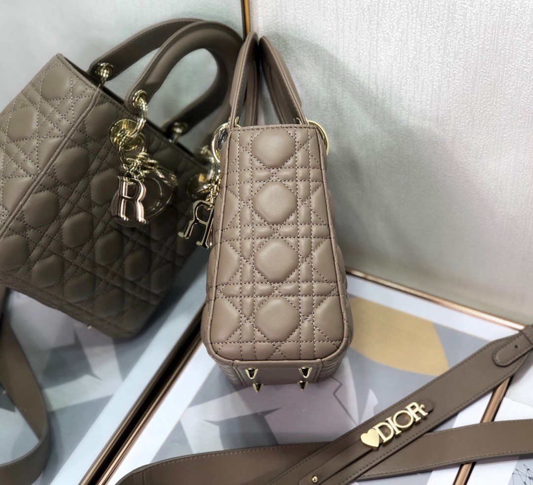 D*or small lady D*or my abcD*or bag in warm taupe cannage lambskin