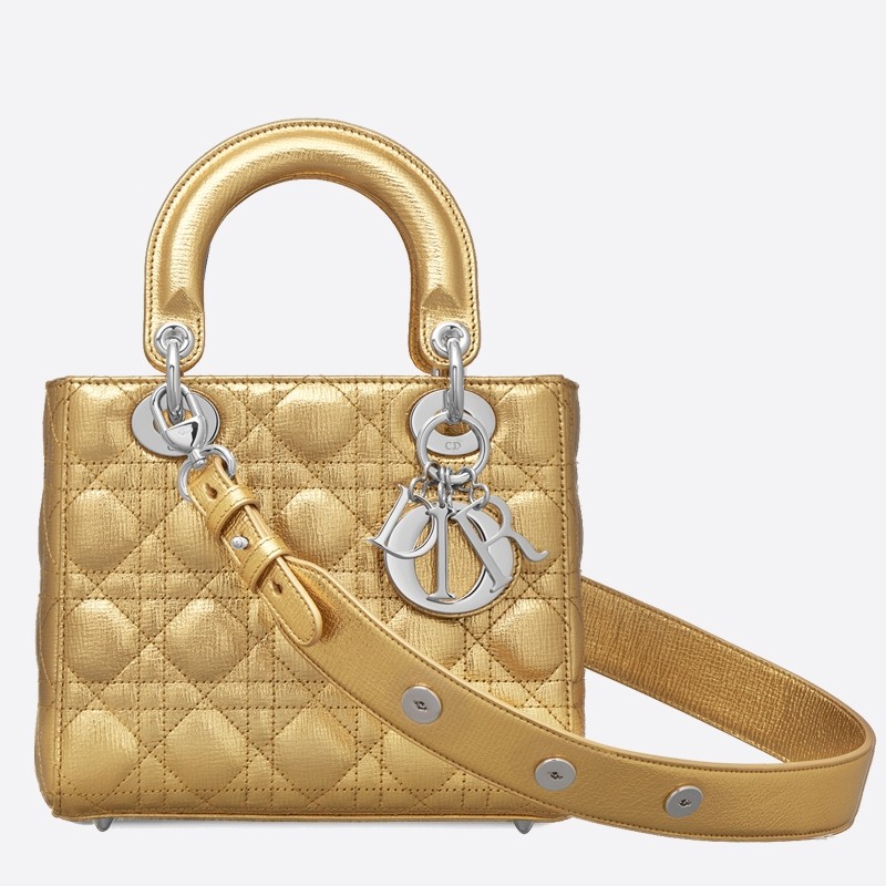D*or my lady D*or bag in gold grained calfskin