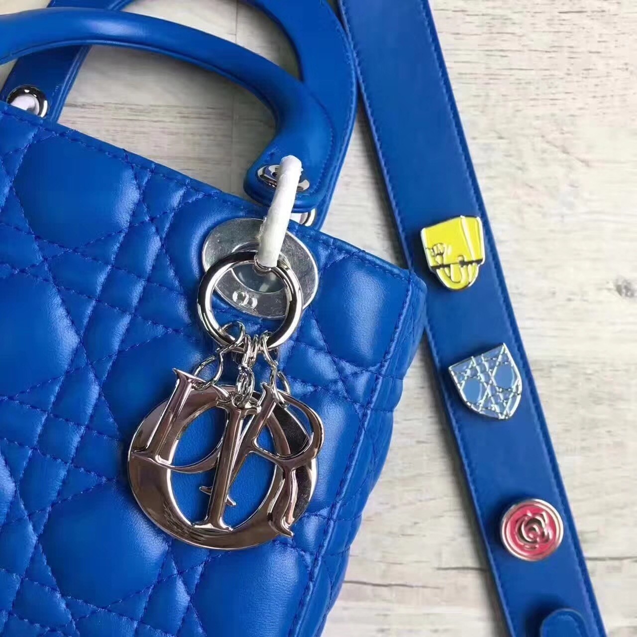 D*or my lady D*or bag in blue lambskin