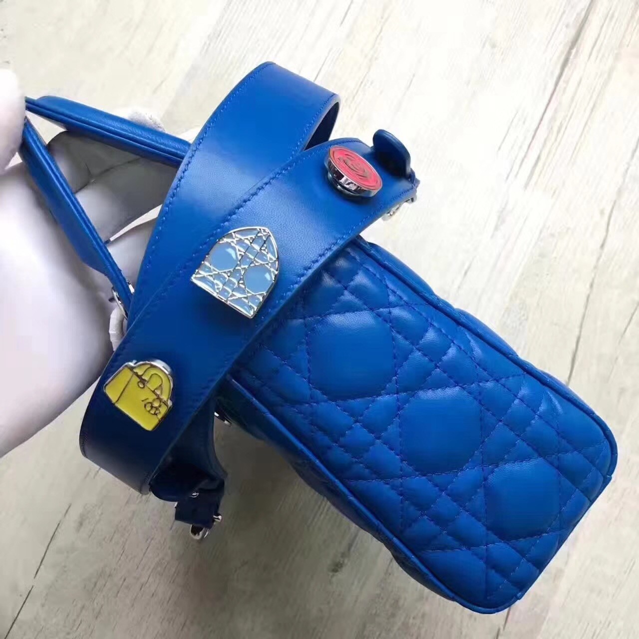 D*or my lady D*or bag in blue lambskin