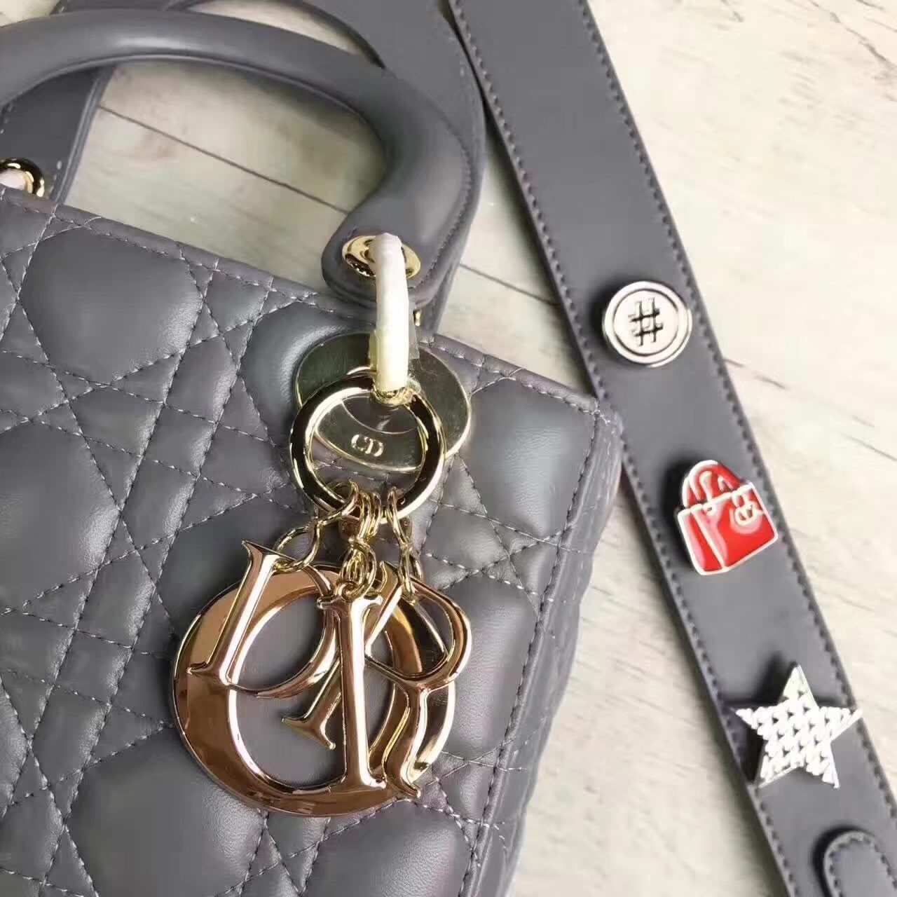 D*or my lady D*or bag in grey lambskin