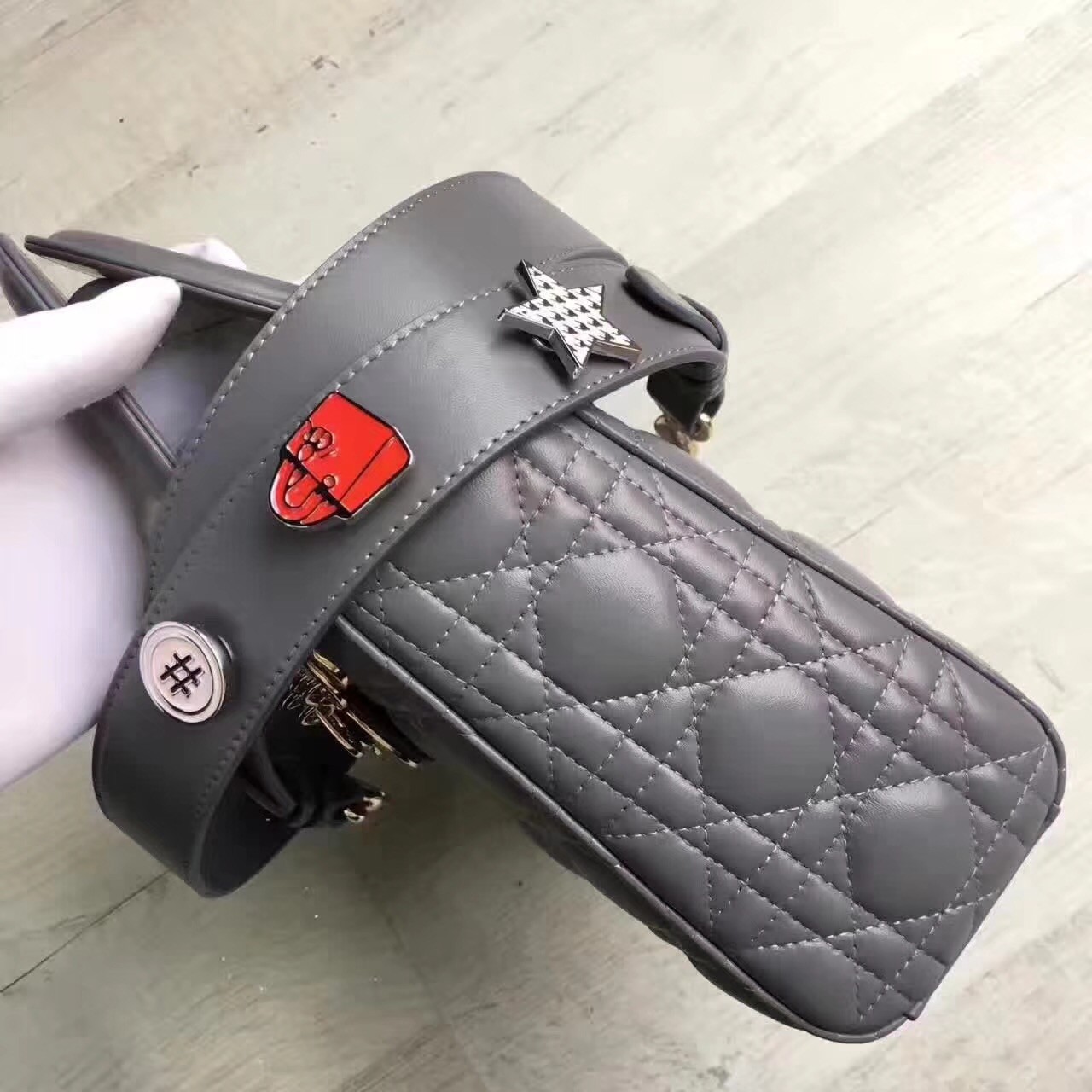 D*or my lady D*or bag in grey lambskin