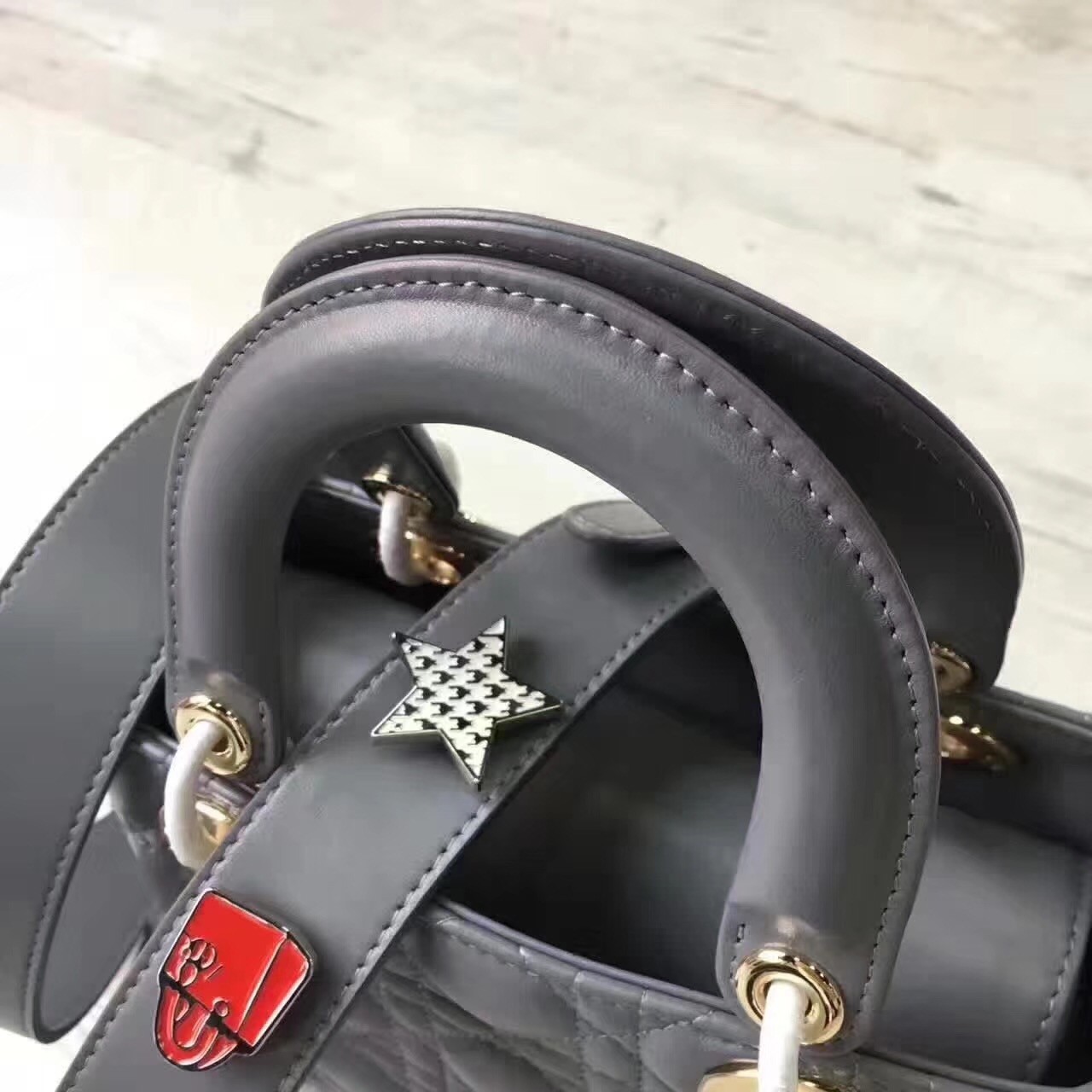 D*or my lady D*or bag in grey lambskin